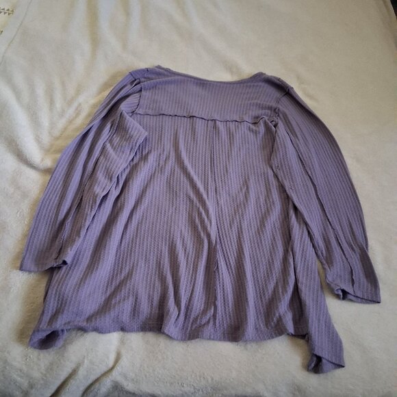 Torrid Women's Size 3X Purple Waffle V-Neck Long Sleeve Sharkbite Tunic Top - Picture 11 of 14